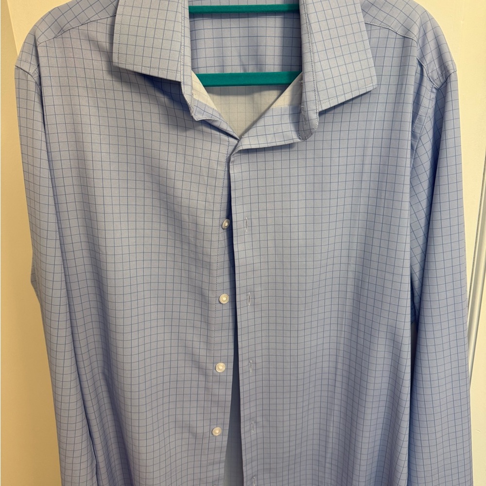 Classic Light Blue Windowpane Dress Shirt